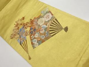 蘇州刺繍引箔扇に秋草・鴛鴦模様袋帯